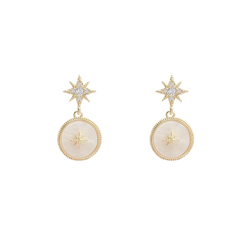 Shuling S925 silver needle Korean version Geometric Pearl Earrings High Sense Micro-inlaid Exquisite Earrings Cute Stud Earrings