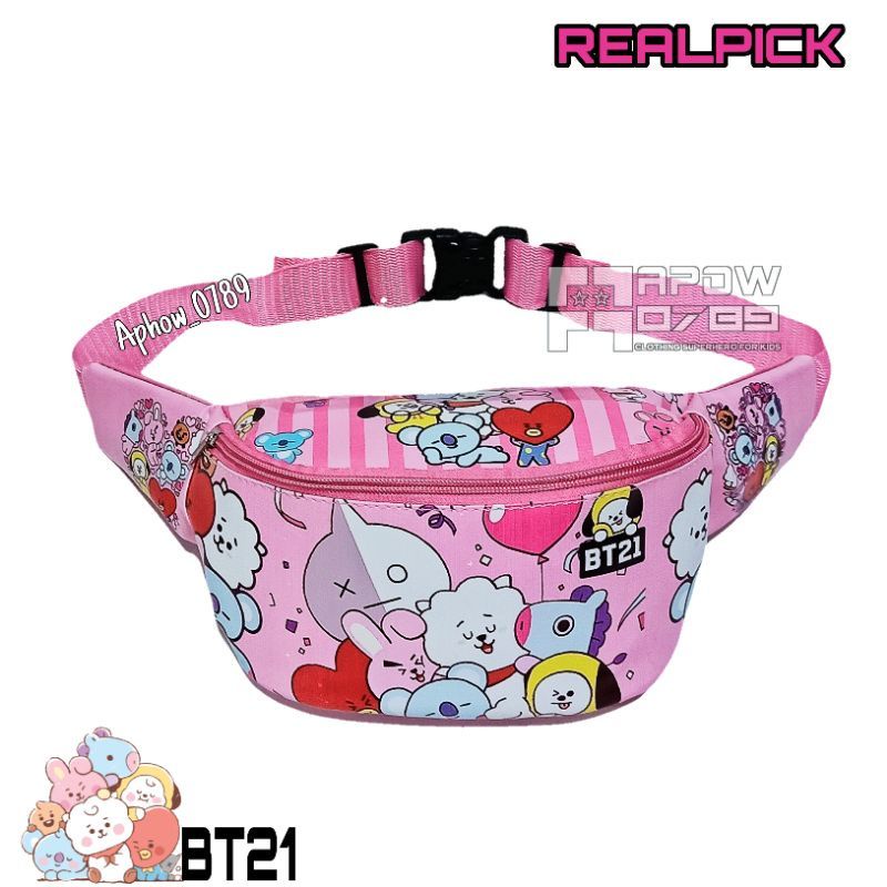 (BISA COD)Tas Ransel BT21 Tas Anak sekolah Perempuan TK-SD / Free Topi Dan Tas Waistbag