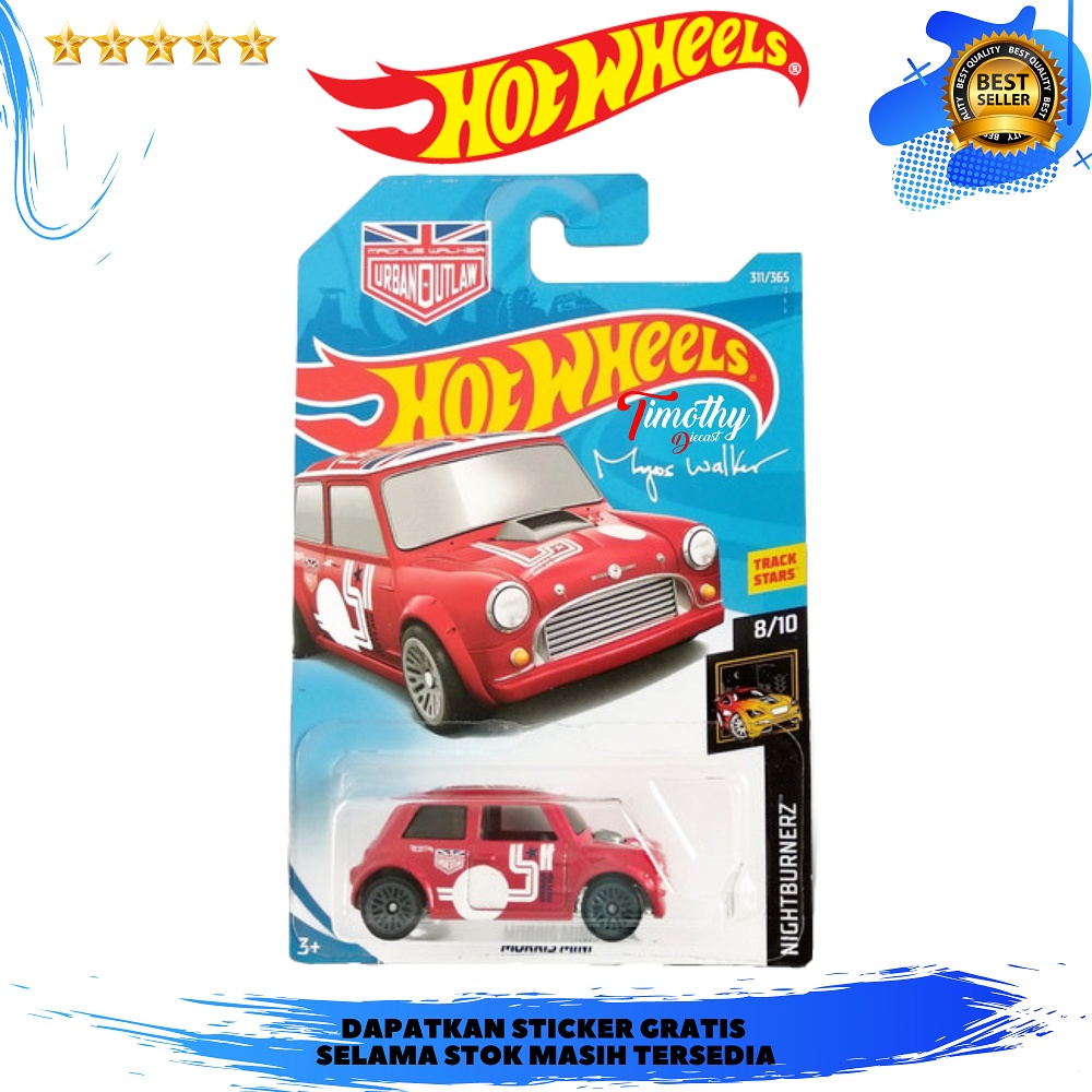 Hot Wheels Morris Mini Urban OutLaw Merah Nightburnerz Track Stars
