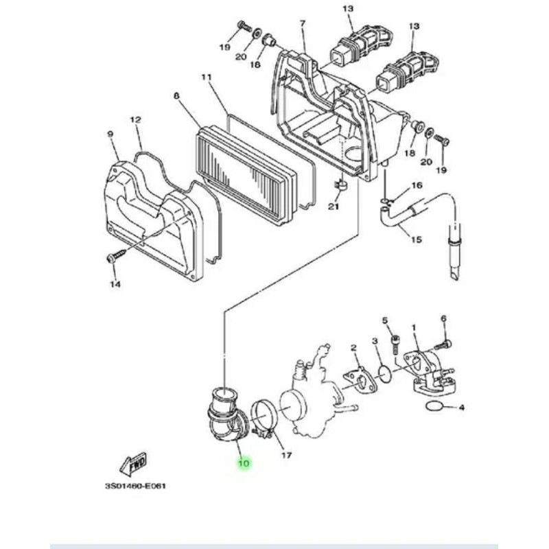 karet joint sambungan filter ke karbu vega r new jupiter z 110 burhan original 5tp-e4453-10