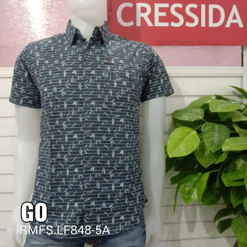 gos  CRESSIDA KEMEJA PRIA SLIMFIT Kemeja Casual Kemeja Lengan Pendek