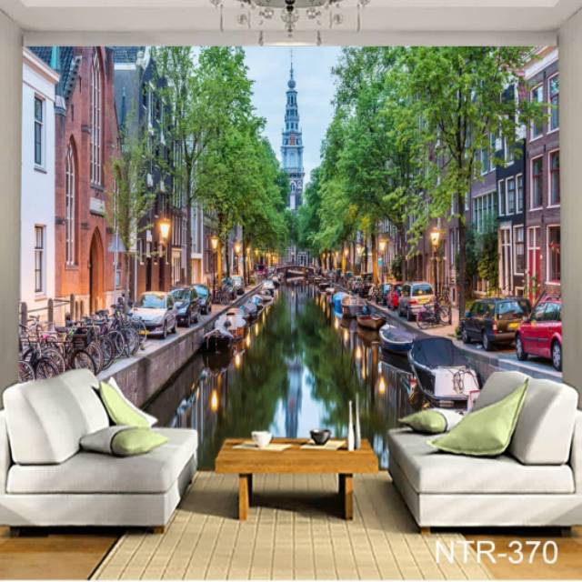 Wallpaper custom 3D motif bunga bunga