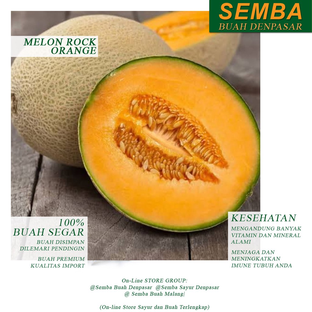 

MELON ROCK ORANGE buah fruit sayur sayuran sembako pangan bahan makanan fresh segar DENPASAR BALI