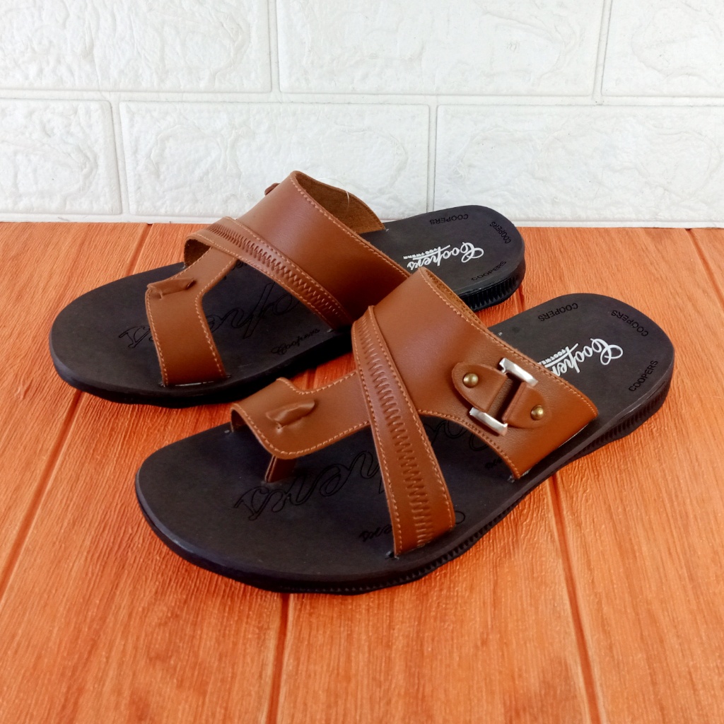 Sandal Pria Coopers F58 Selop Jempol Sol Lentur Size 38-42 Krem Coklat