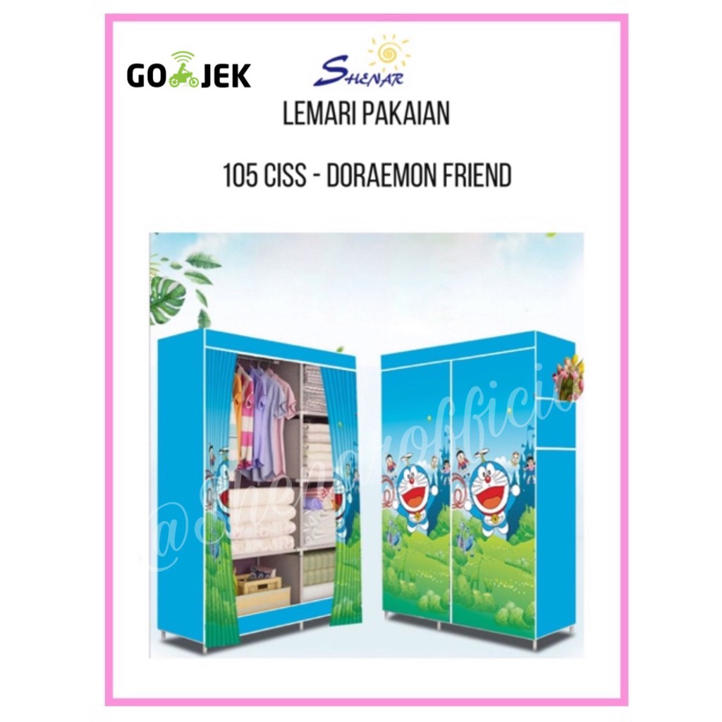 LEMARI BAJU PORTABLE BONGKAR PASANG RAK BAJU SUSUN DENGAN PENUTUP LACI FURNITURE SERBAGUNA MULTIFUNGSI LEMARI 105 CISS MODERN RAK PAKAIAN SUSUSN MULTIFUNGSI TEMPAT PENYIMPAN JAS TOPI SANDAL SEPATU LEMARI GANTUNG KARAKTER