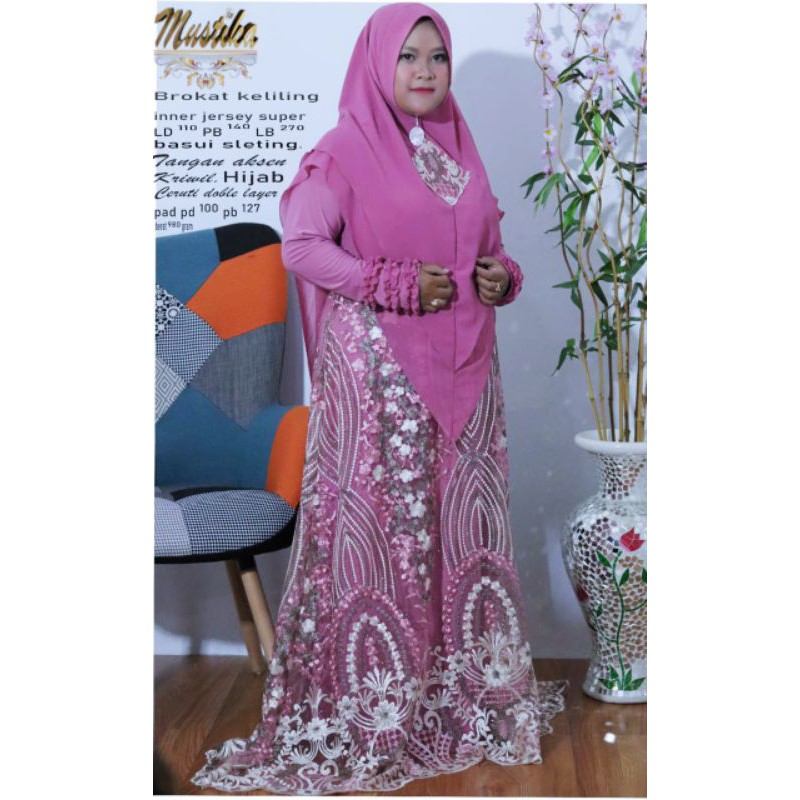 Set Syar'i brokat 3D Butterfly//Jumbo//Bisa COD//