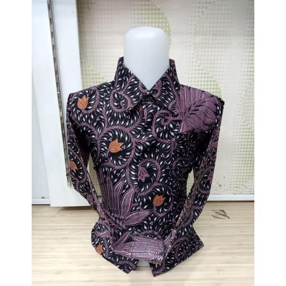 Couple Batik Ayah Anak,Batik Pria,Cowok,Cowo Lengan Panjang Premium,Modern Warna Ungu,Lilac Baju