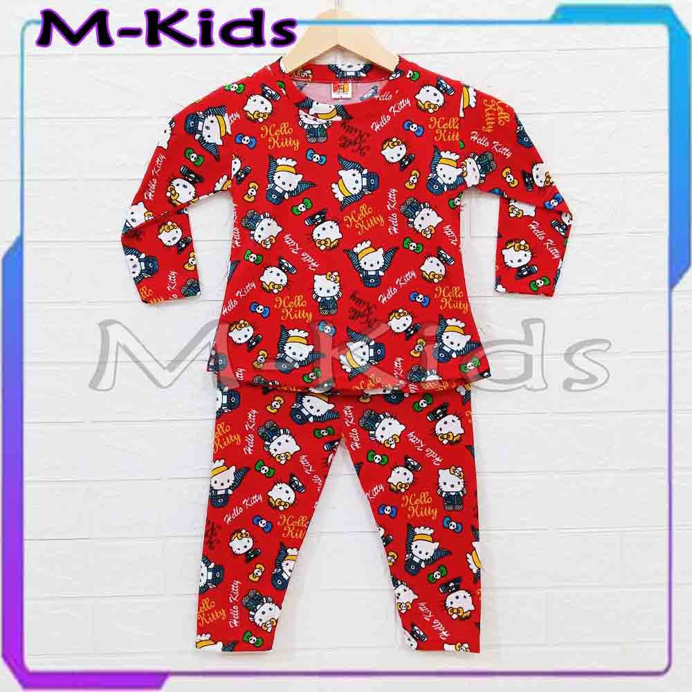 MKids88 - Baju Setelan Panjang KAOS Anak Perempuan Gambar Hello Kitty