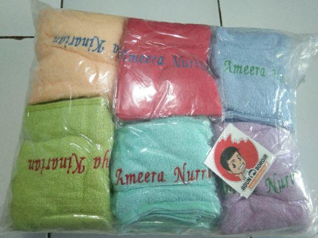 Souvenir Handuk Merah Putih Bordir Custom Ukuran 30 X 70 Cm