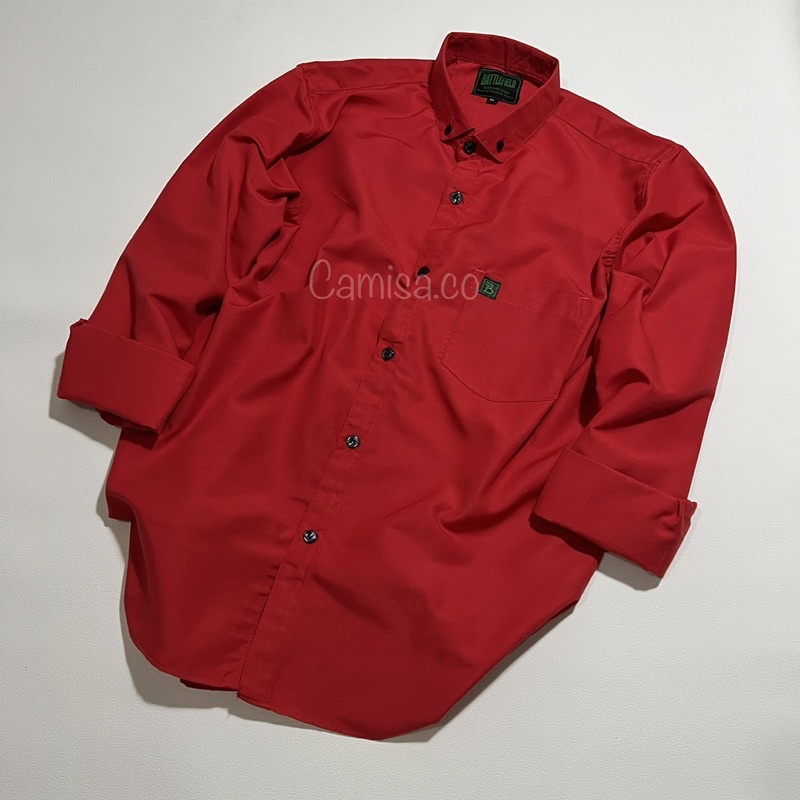 KEMEJA PRIA MERAH CABE PANJANG - HEM PRIA POLOS PANJANG - PAKAIAN PRIA KEMEJA POLOS - ATASAN PRIA PO