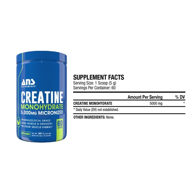 ANS PERFOMANCE CREATINE 300 GRAM MONOHYDRATE 60 SERVING SUPLEMEN FITNES MAKANAN GYM POWER TENAGA