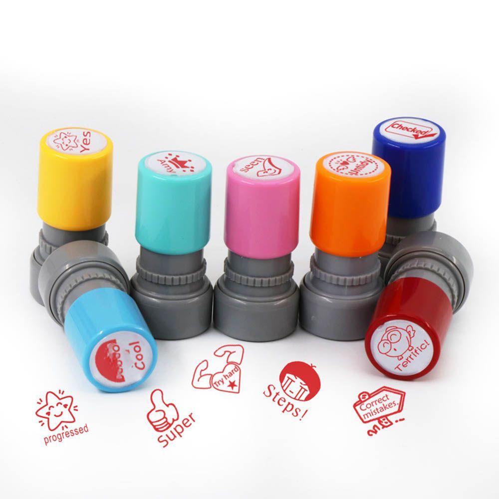 WONDERFUL Student Commentary Stamp DIY Teaching stamp Reward Seal Self-ink English Photosensitive Chapter Office &amp; School Supplies Scrapbooking Stamper Cartoon Stamps Encouragement