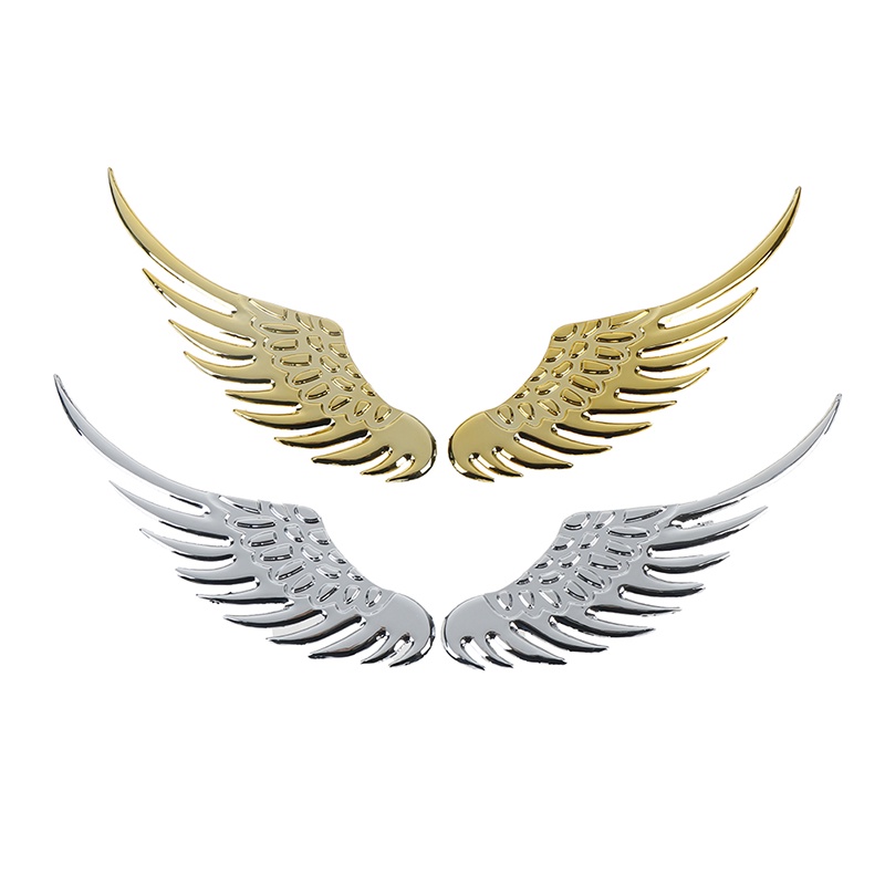 {LUCKID}1 Pair car 3D wings metal stickers car motorcycle accessories stickers