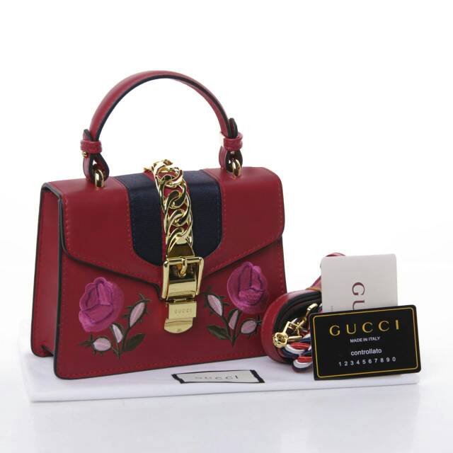 READY ♥️ PROMO ❤️ Gucci Sylvie Leather Floral Mini Bag Semprem Authentic