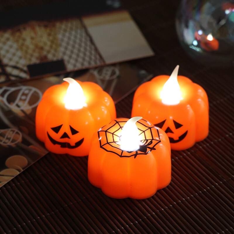 Halloween Candle Lights Spider Web/Pumpkin LED Light Lantern Home Decoration