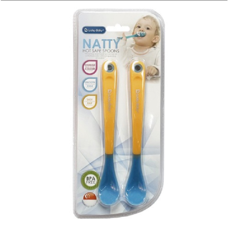 Lucky Baby Natty Hot Safe Spoons LB-0381 Sendok Makan Bayi isi 2 Pcs