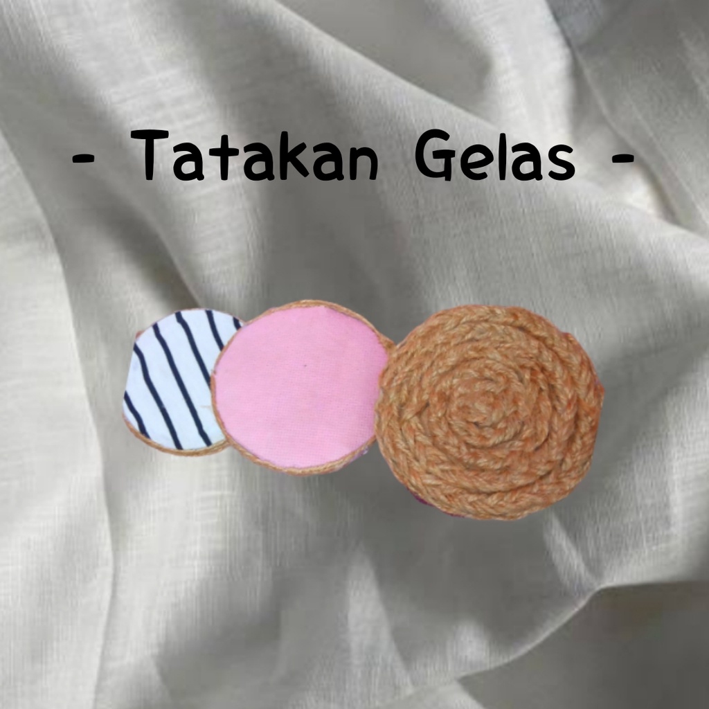 Tatakan Gelas / Aesthetic Material / Tatakan dari kain dan tali goni