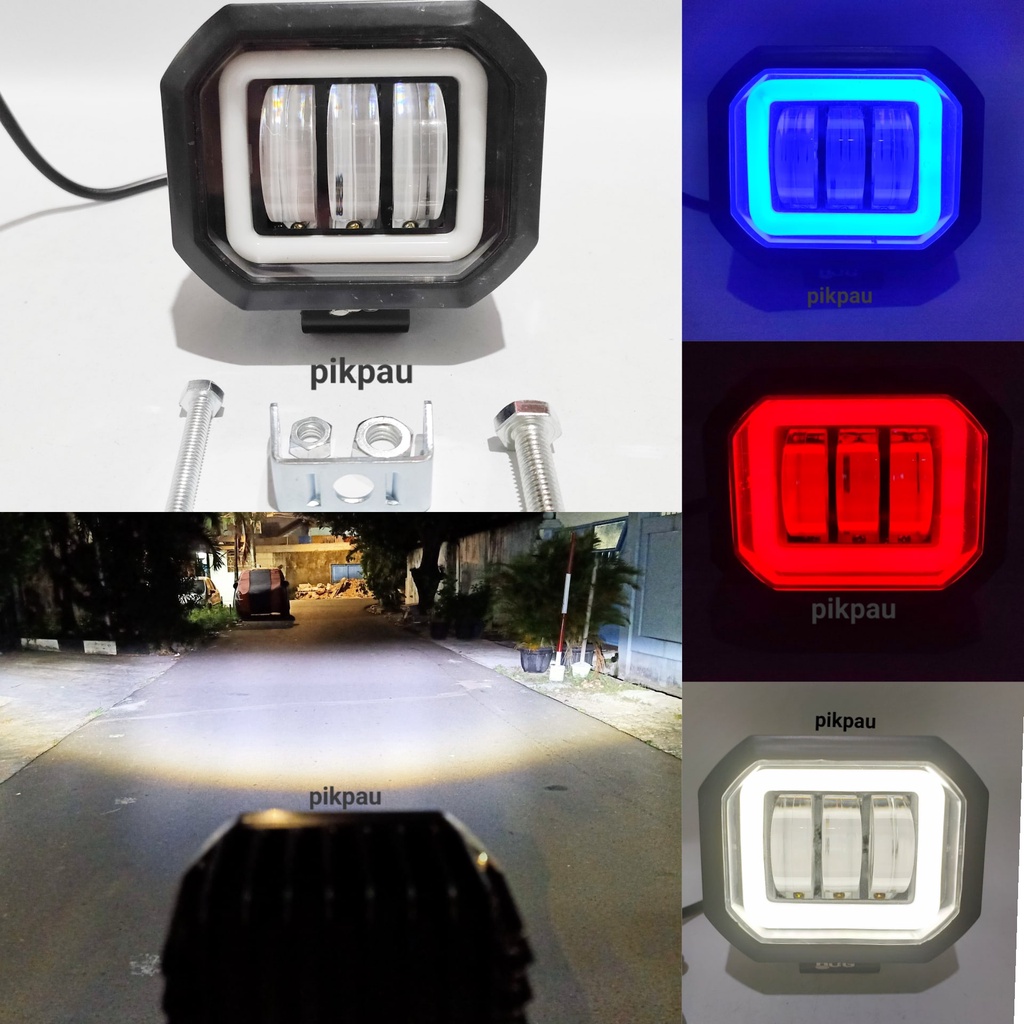 Lampu Tembak Sorot Bulat LED 3 Mata 60 Watt CWL Lensa 6D Angel Eye Cree HJG 9-80 volt