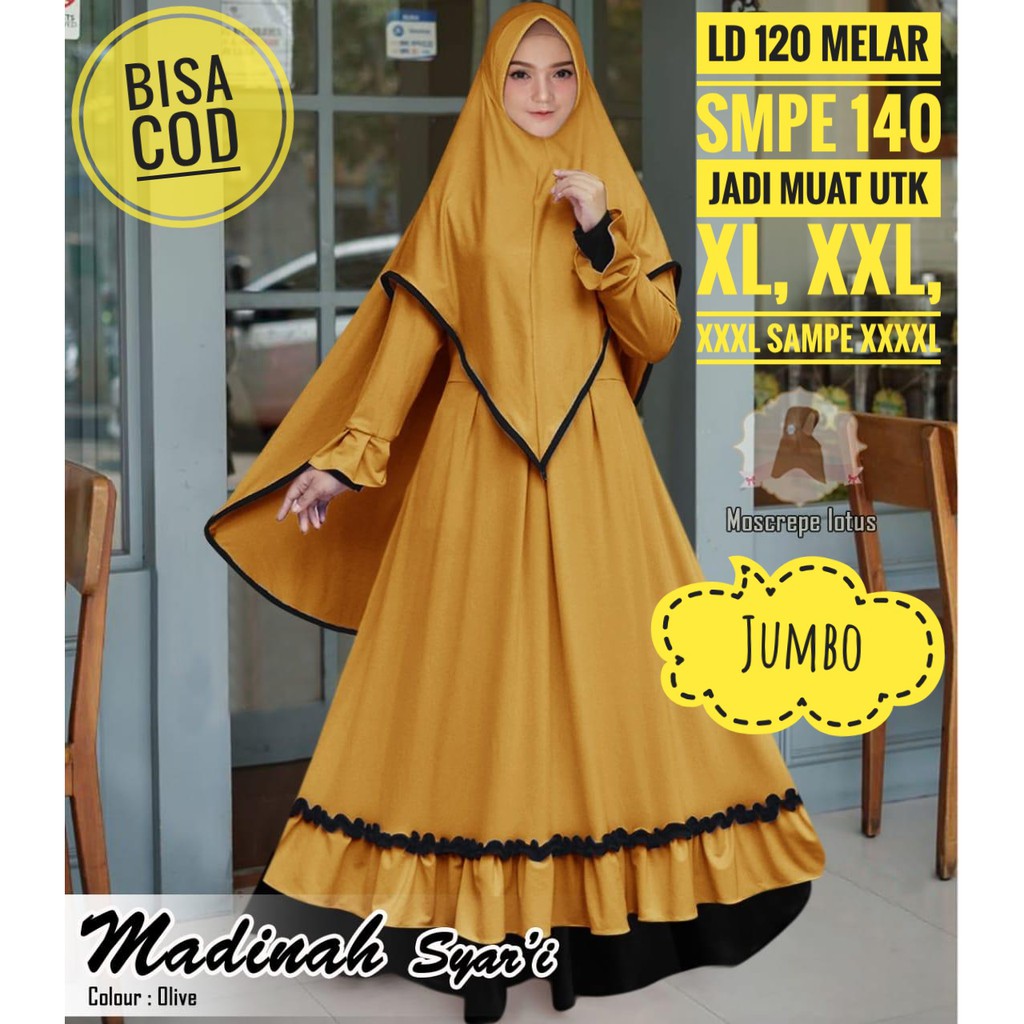 Gamis Syar'i Jumbo LD 120-130 Ivanka Jersey Maxmara Lotus Big size XXXL Polos