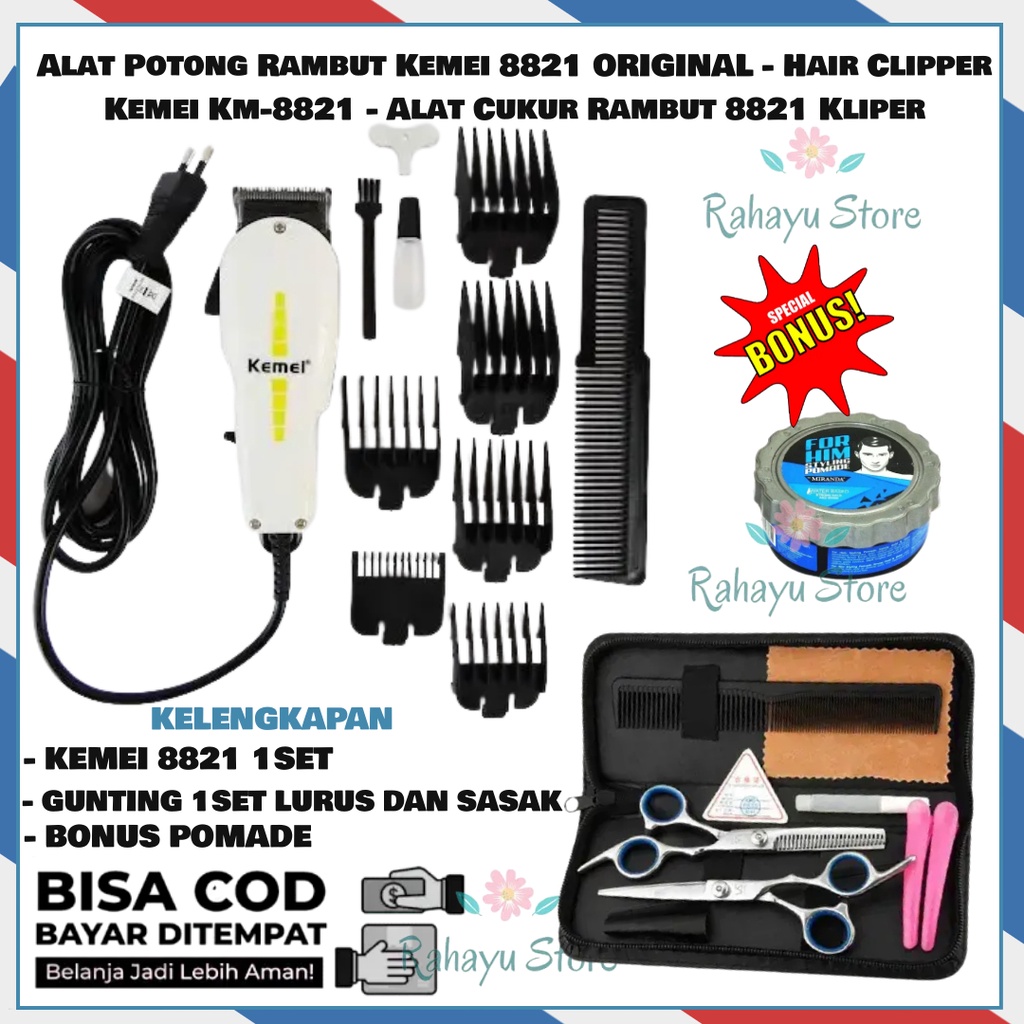 Alat Potong Rambut Kemei 8821 ORIGINAL - Hair Clipper Kemei Km-8821 - Alat Cukur Rambut 8821 Kliper 