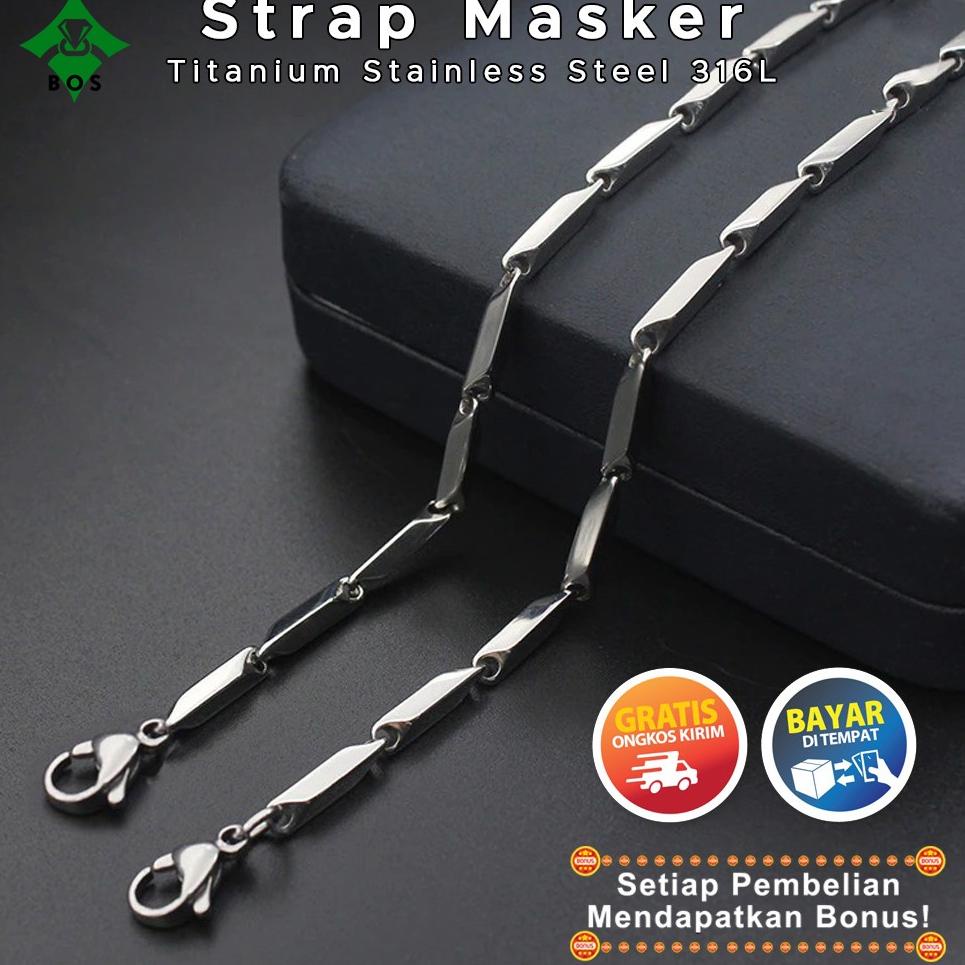 [KODE 9071] [Bayar Di Tempat] BOS Strap Masker Titanium Rantai Pria Kacamata Gantungan Anti Karat Ko