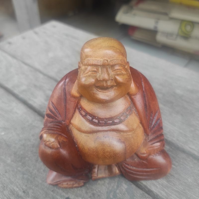 PATUNG BUDHA HEPPY / PATUNG BUDHA PEKONG  dari kayu swar
