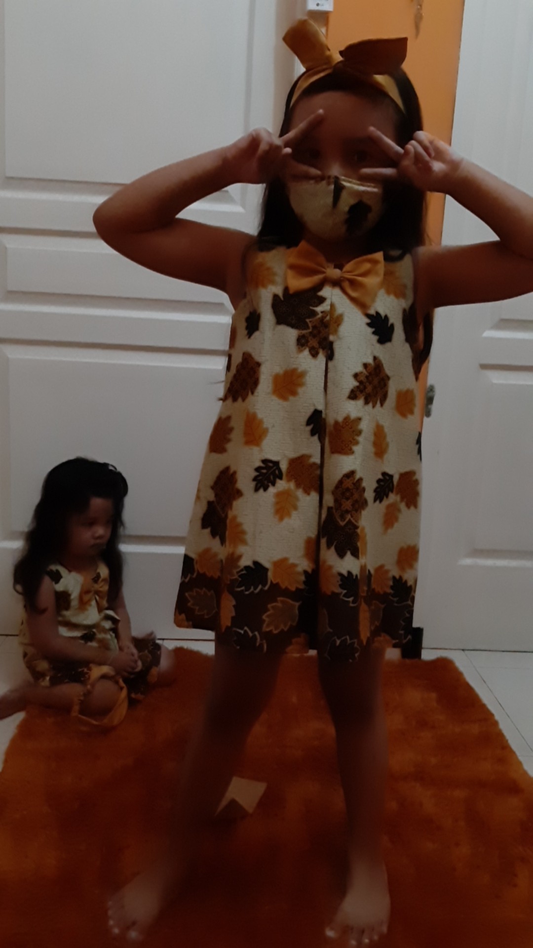 Nea Cotton Kutung Dress Olin Autumn Leaf O-08 Dress Batik Kutung Modern Anak Perempuan Cewe Cewek