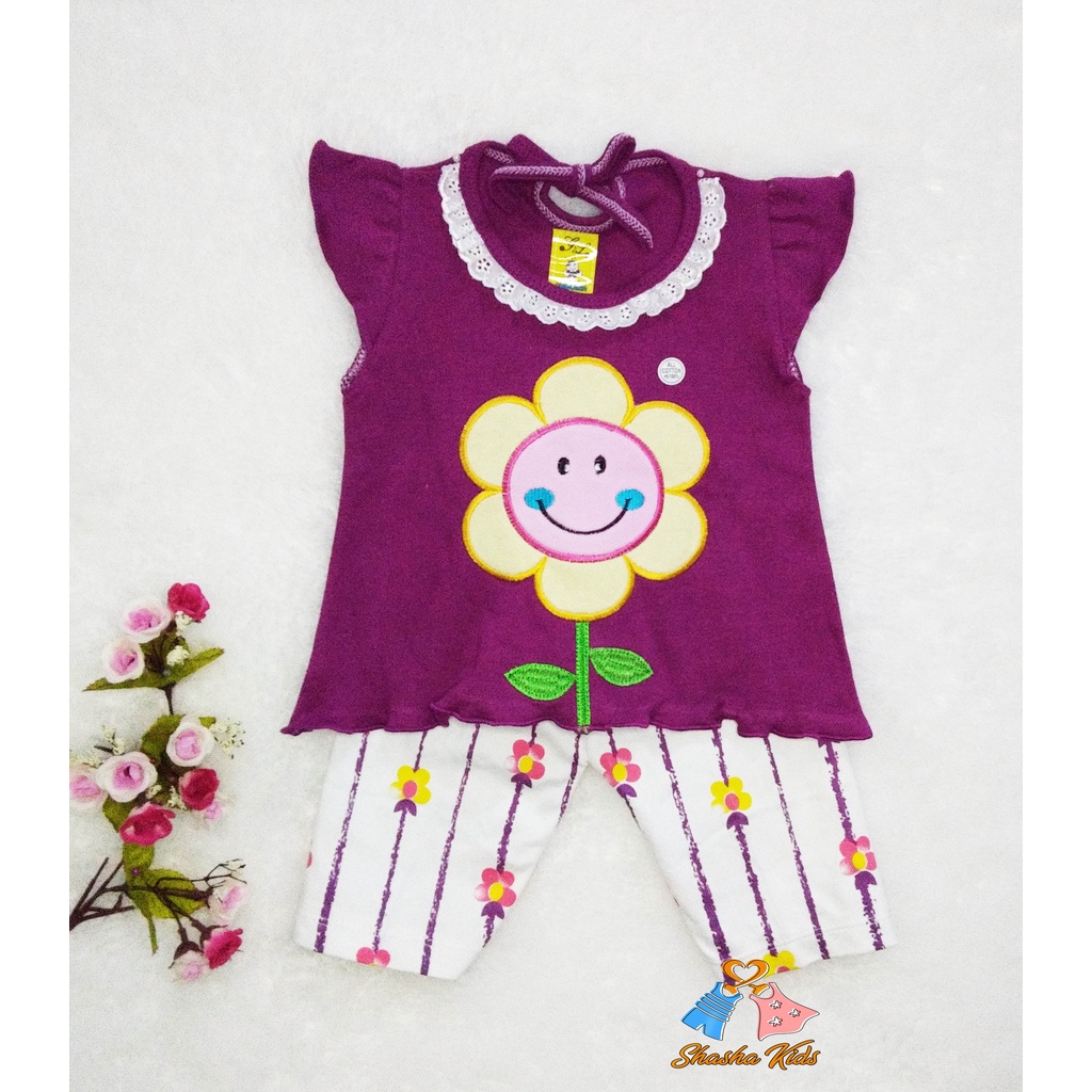 [ A 014] Baju Bayi Perempuan/ Setelan bayi Perempuan bahan kaos SNI  untuk usia 3-6 bln