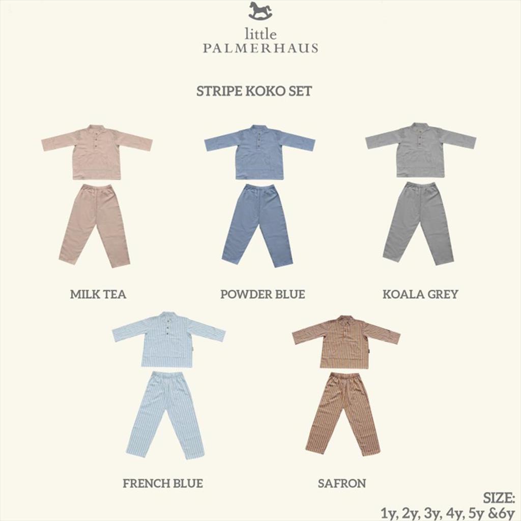 Little Palmerhaus Stripe Koko French Blue Baju Koko Anak