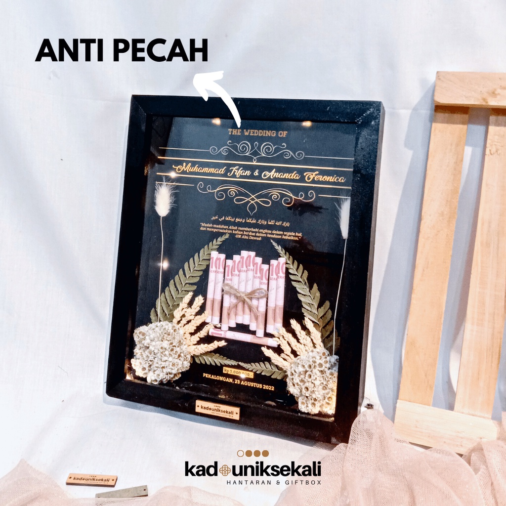 (1 HARI JADI) Mahar Pernikahan Rustic Bingkai 10R Antipecah express free custom kado pernikahan by kadouniksekali