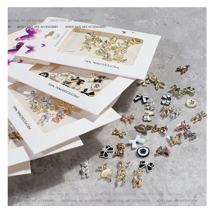 【 COD 】Hiasan Kuku 3D/BUNGKUS Gaya Jepang Bentuk Pita/beruang/kupukupu Untuk Aksesoris Nail Art Wanita Butterfly