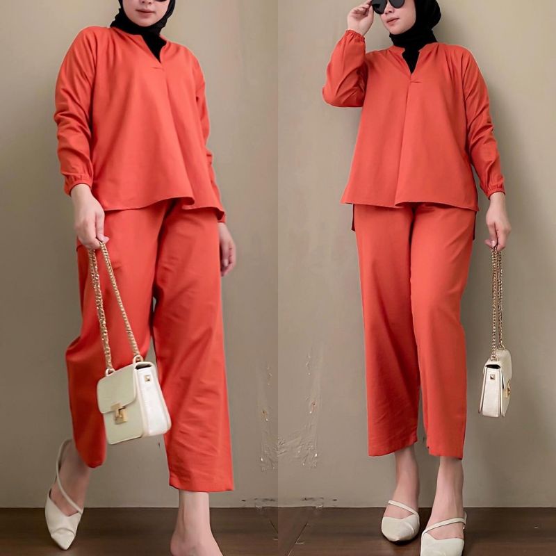 Noela one set setelan baju muslim wanita 2in1 fashion remaja