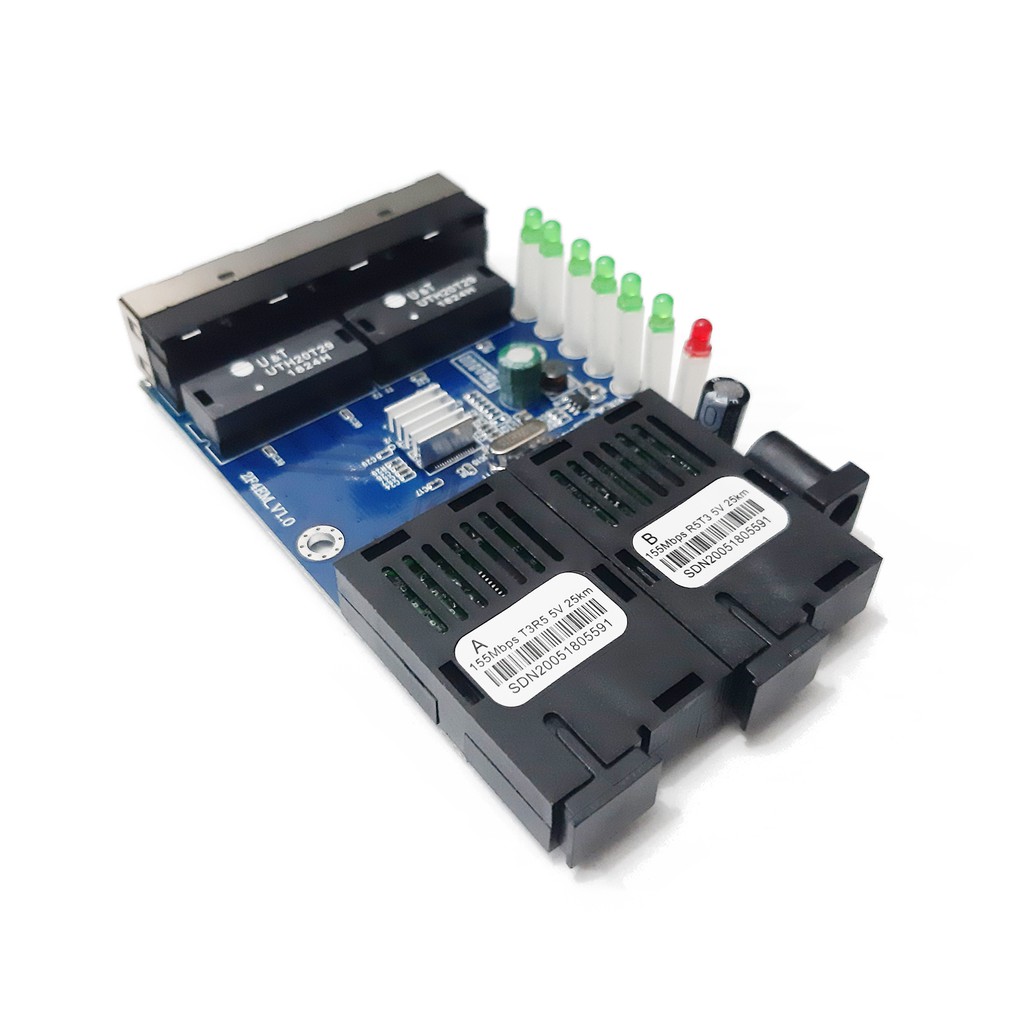 PCB Board 4 RJ45 2 SC Fiber Optic Converter 10/100Mbps Ethernet Switch