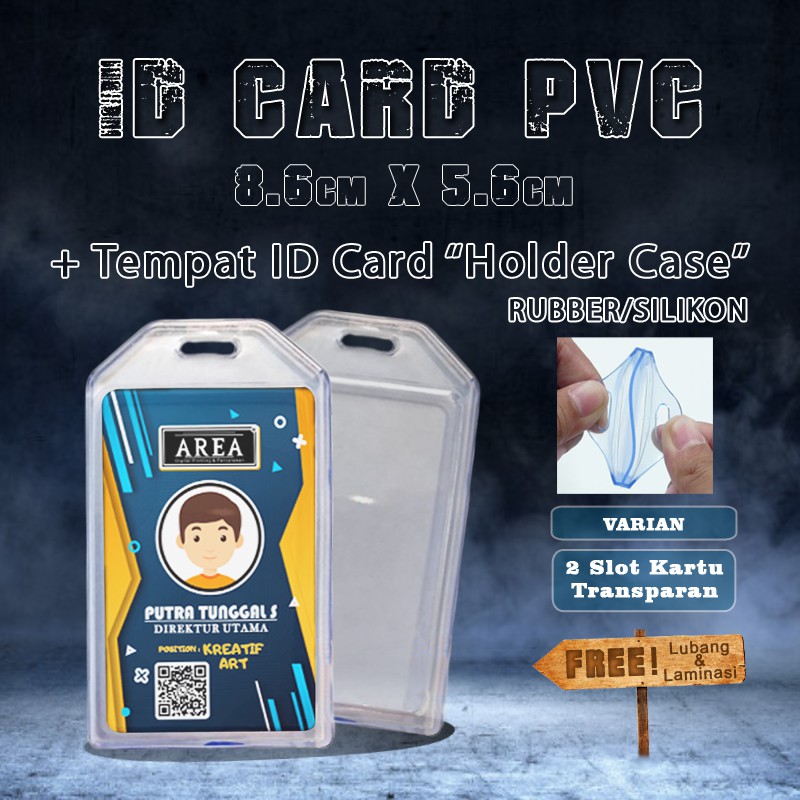 

Paket Print dan Cetak ID Card/Kartu Identitas + Laminasi + Holder Karet/Silikon 2 Slot Kartu