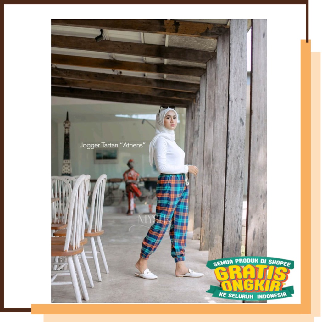 Kualitas Distro Bandung Kekinian Wash bio blue black snowash / Celana Wanita Jogger Cargo Kotak / Jo