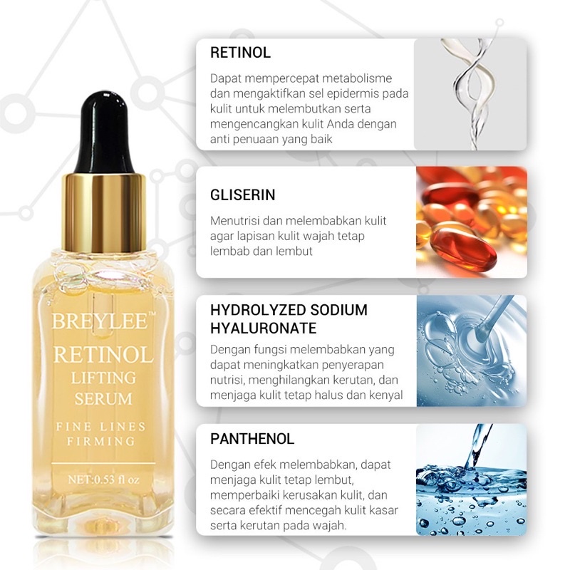 BREYLEE Serum Vitamin C | Rose | Soothing | Retinol | Hyaluronic Acid Serum Wajah