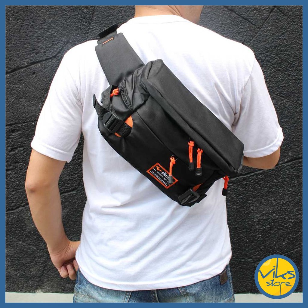 Tas Pinggang Pria Cowok Elbrus Tas Sunmori Original Selempang Waistbag Besar Casual Premium Multifungsi Lokal