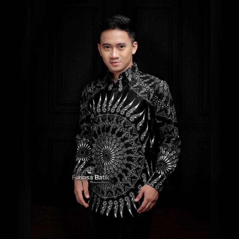 Batik Pria Lengan Panjang BATIK NAKULA HRB026 motif KERATONAN Kode 002 size M L XL XXL Reguler