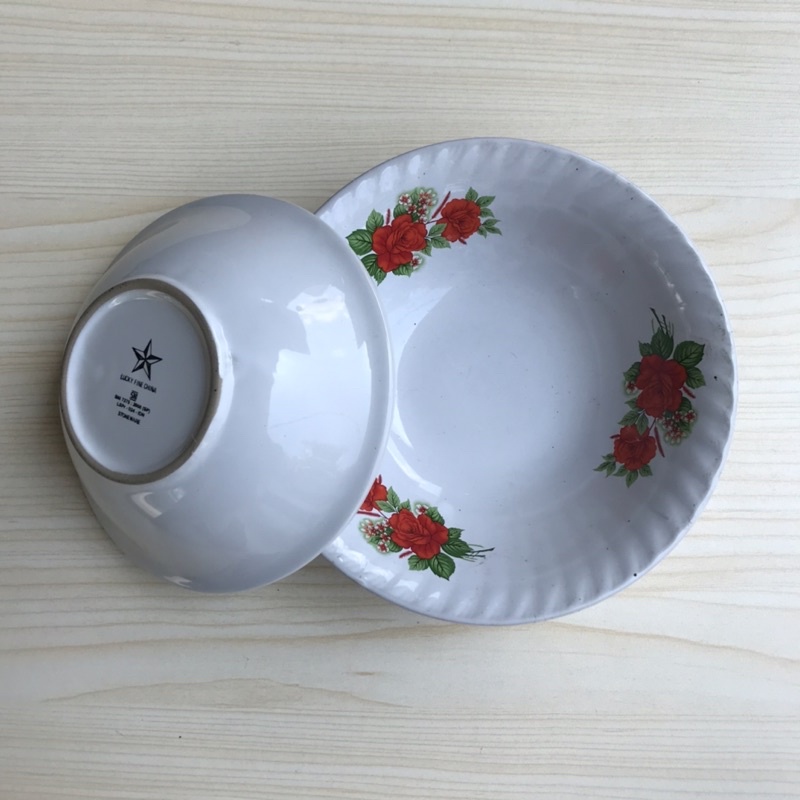 MANGKOK BINTANG MOTIF BUNGA BESAR KECIL / MANGKOK KERAMIK / MANGKOK SOTO / MANGKOK BAKSO