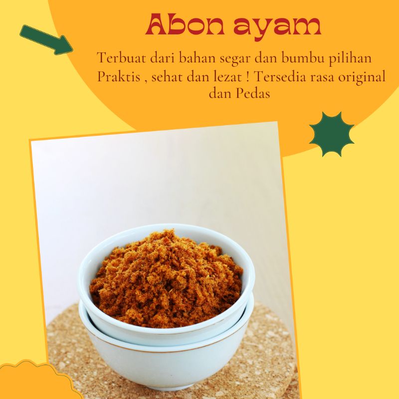 

Abon Ayam Premium Non MSG/Pengawet, lauk instan, praktis, halal, lauk sehat, lauk siap saji, tahan lama Dapur Sehati