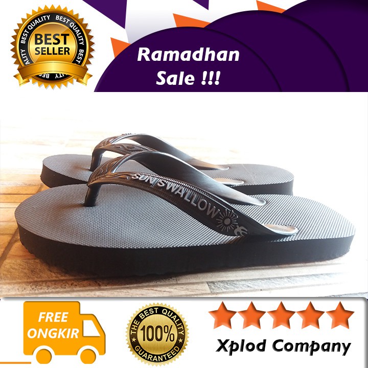 PREMIUM EDITION Sandal Jepit Hitam Polos Merk Sun Swallow Termurah dan Terlaris Promo 12 12-3