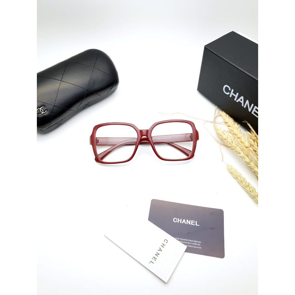 Frame Kacamata Pria Wanita Chanel 888 + Lensa Anti Radiasi Plano Normal Minus Plus Cylinder