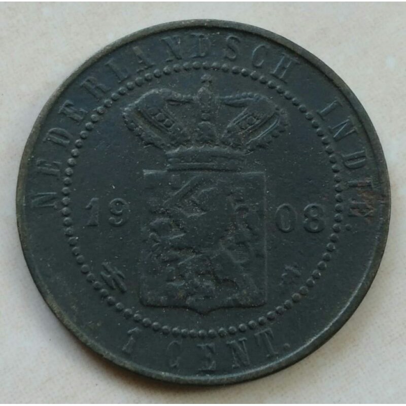 Koin Kuno 1 Cent Nederland Indie 1908 Benggol