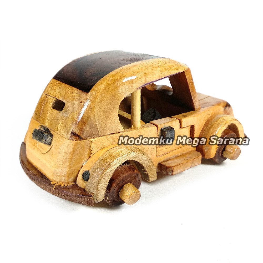 Diecast Miniatur Mobil VW Kodok Kayu - Ukuran S Mini 13x8x6 cm