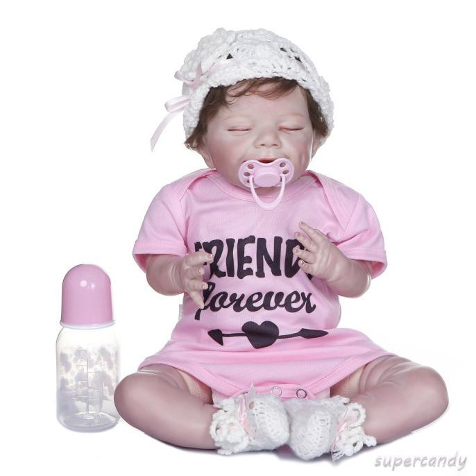 Mainan Boneka Bayi Mirip Asli Bahan Silikon Lembut Ukuran 53Cm Untuk Gingunram