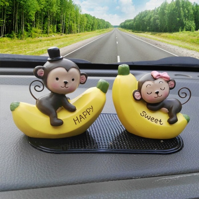 Pajangan Dashboard Banana Monkey Monyet Mini Hiasan Dekorasi Car Mobil