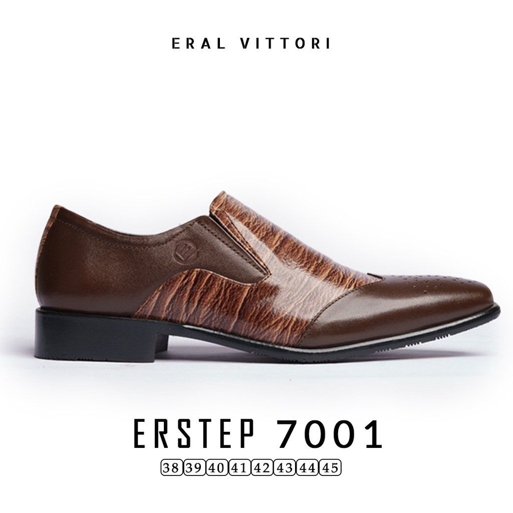 Eral Vittori - Erstep 7001 Sepatu Pantofel Formal Pria Kulit Asli Coklat