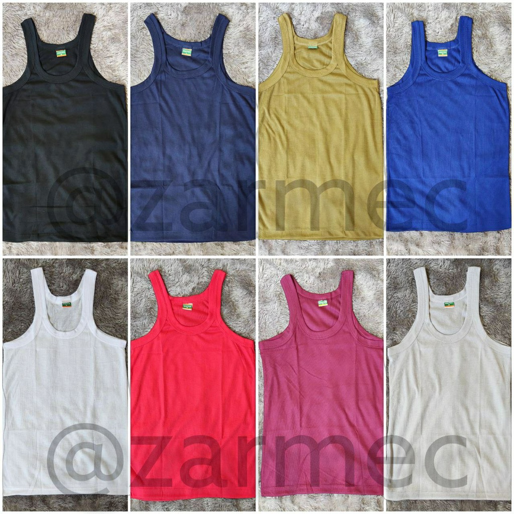 Kaos singlet kutang pria warna putih hitam merah biru kuning hijau abu polos size ukuran M L XL 3L