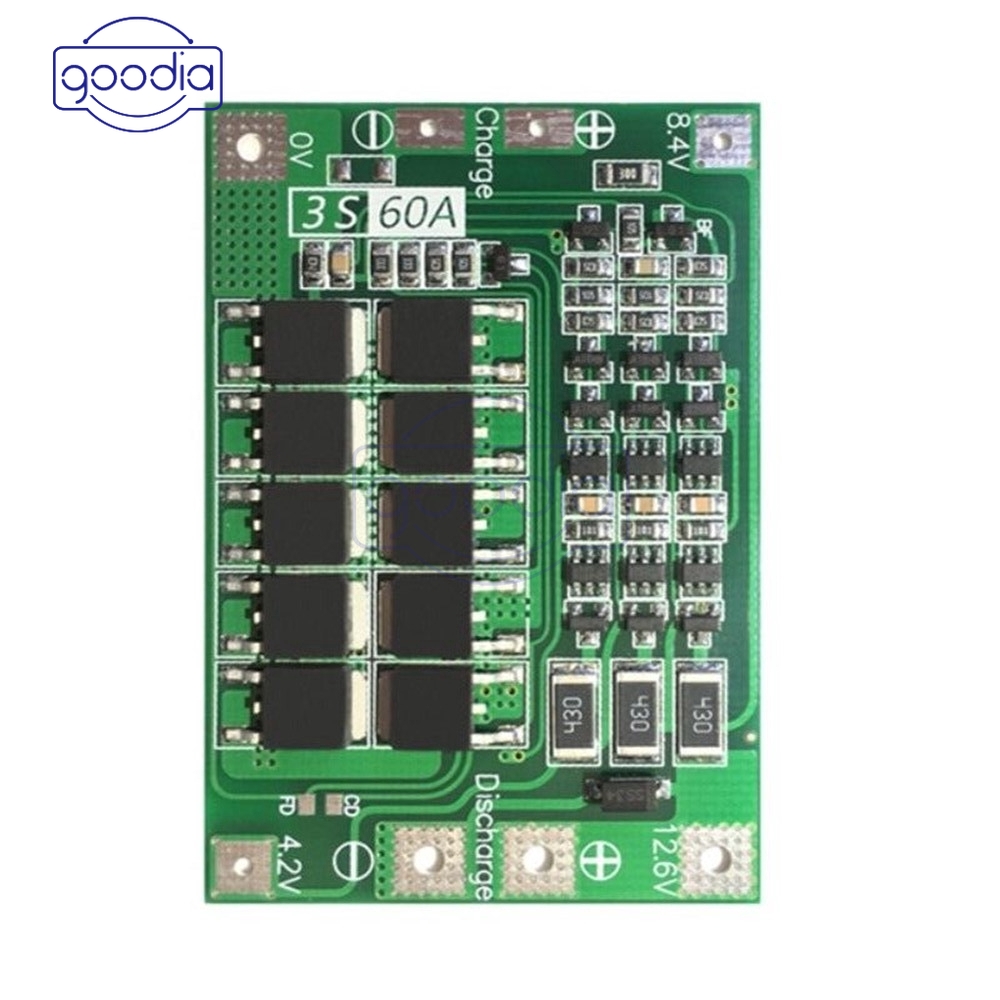 ✈【Fast/COD】✈BMS 3S 60A 12.6V Li-Ion LiPo Battery 18650 Charger Balanced Protection Board