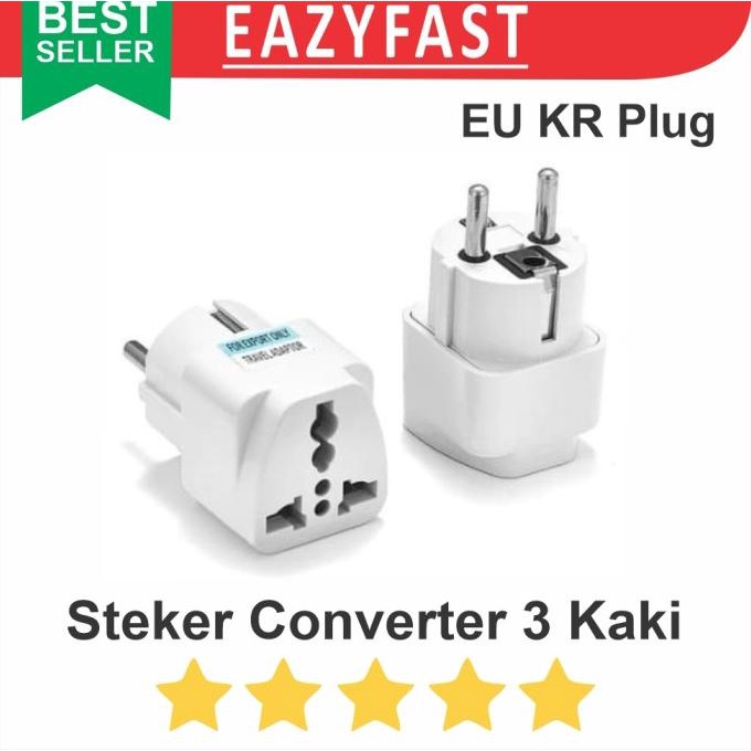 Converter Steker Colokan Listrik Kaki 3 ke 2 Sambungan Universal efst90 Kualitas Baik